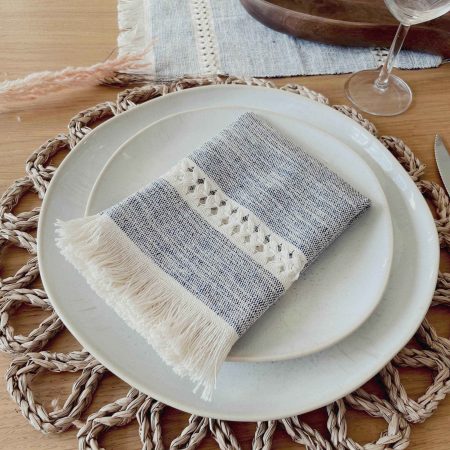 Blue Marbled Handwoven Napkins Set of 6