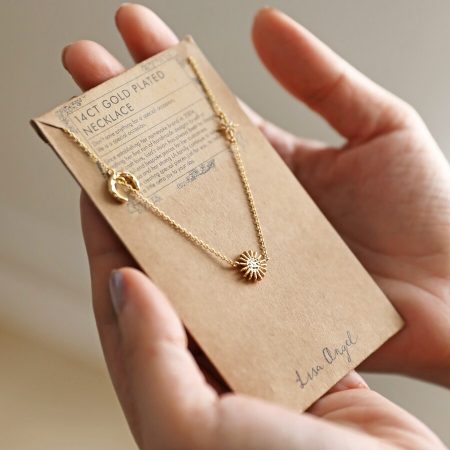 Sun, Moon, and Star Necklace with Crystals