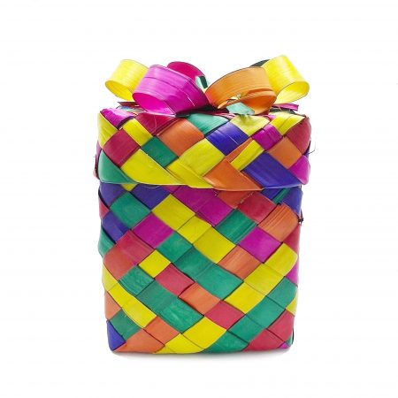 Handwoven Palm Leaf Rainbow Gift Box