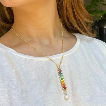 Chakra Miyuki Beaded Necklace with Pearl