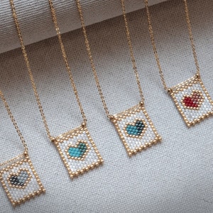 Dual-Tone Miyuki Heart Necklace